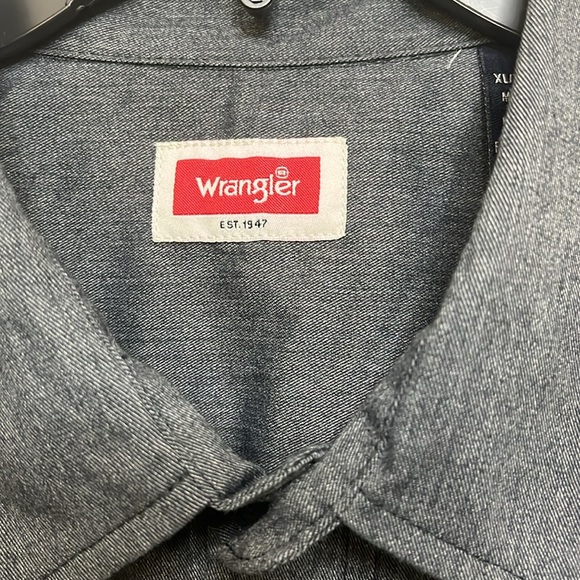 Wrangler All Day Comfort XL Men Gray Long Sleeve Mens Shirt Full Button - Picture 5 of 12